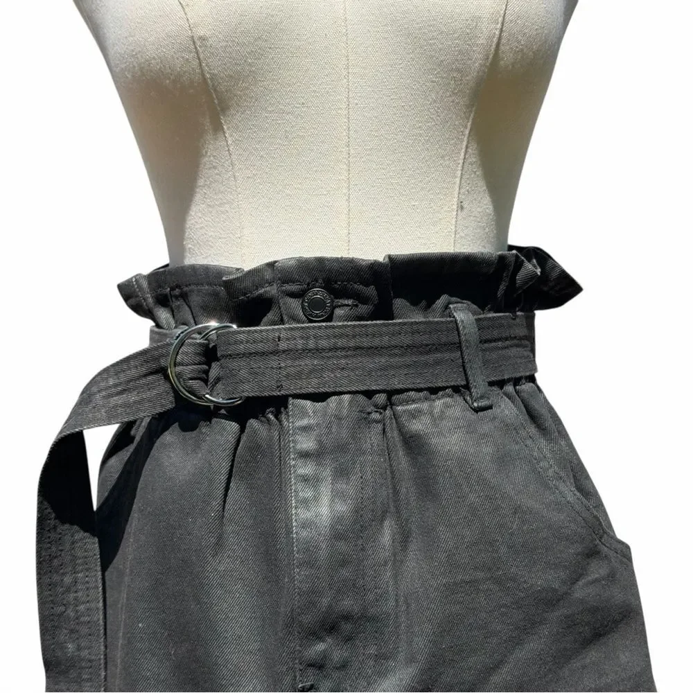 Vervet Black Denim Paperbag Waist Skirt Size M Casual Mini Street Style Neutral